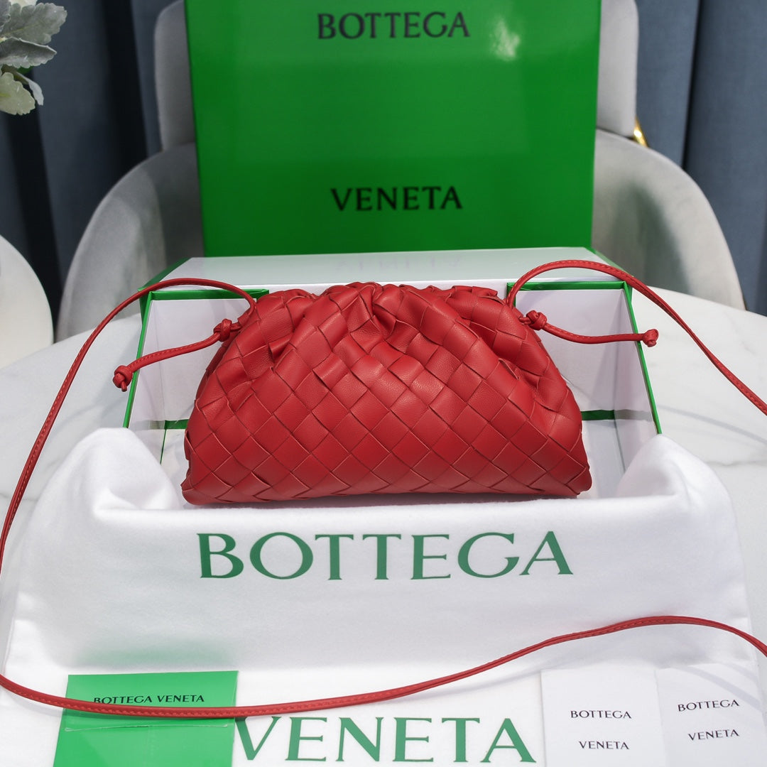 BOTTEGA VENETA Red Lambskin Mini Pouch
