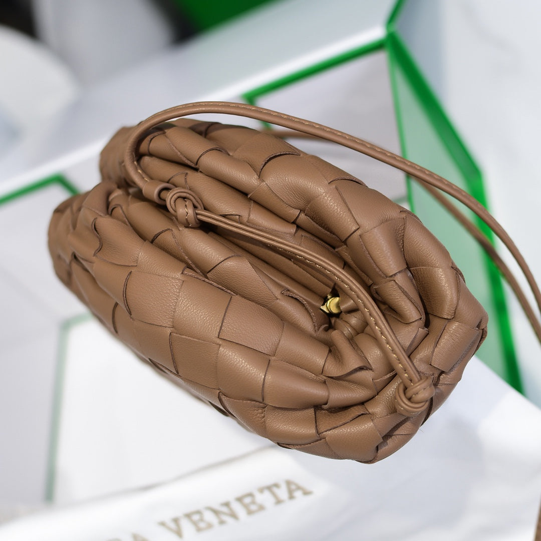 BOTTEGA VENETA Brown Lambskin Mini Pouch