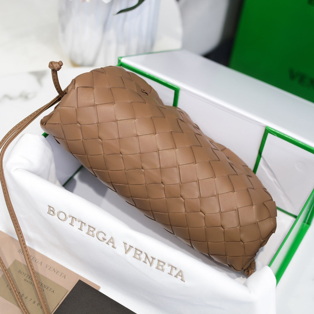 BOTTEGA VENETA Brown Lambskin Mini Pouch