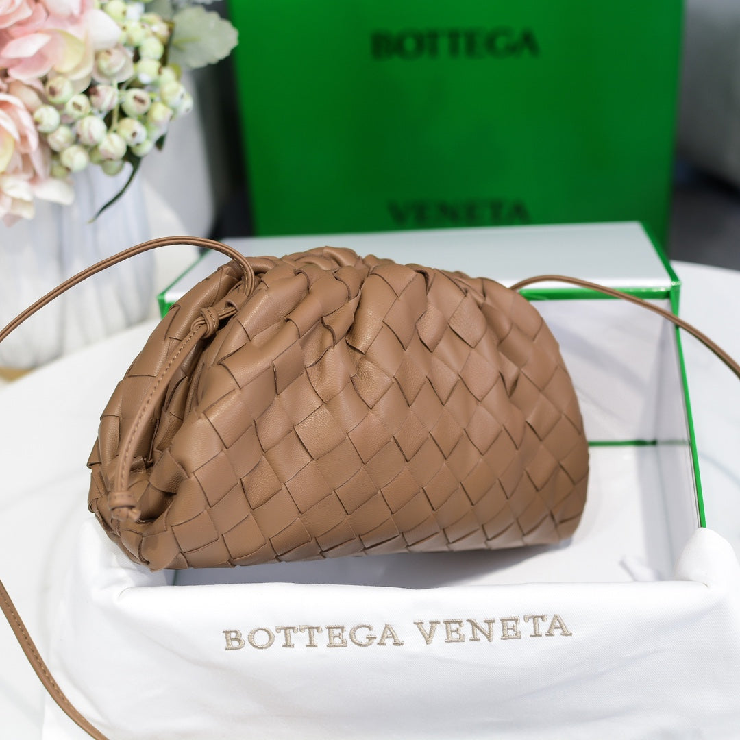 BOTTEGA VENETA Brown Lambskin Mini Pouch