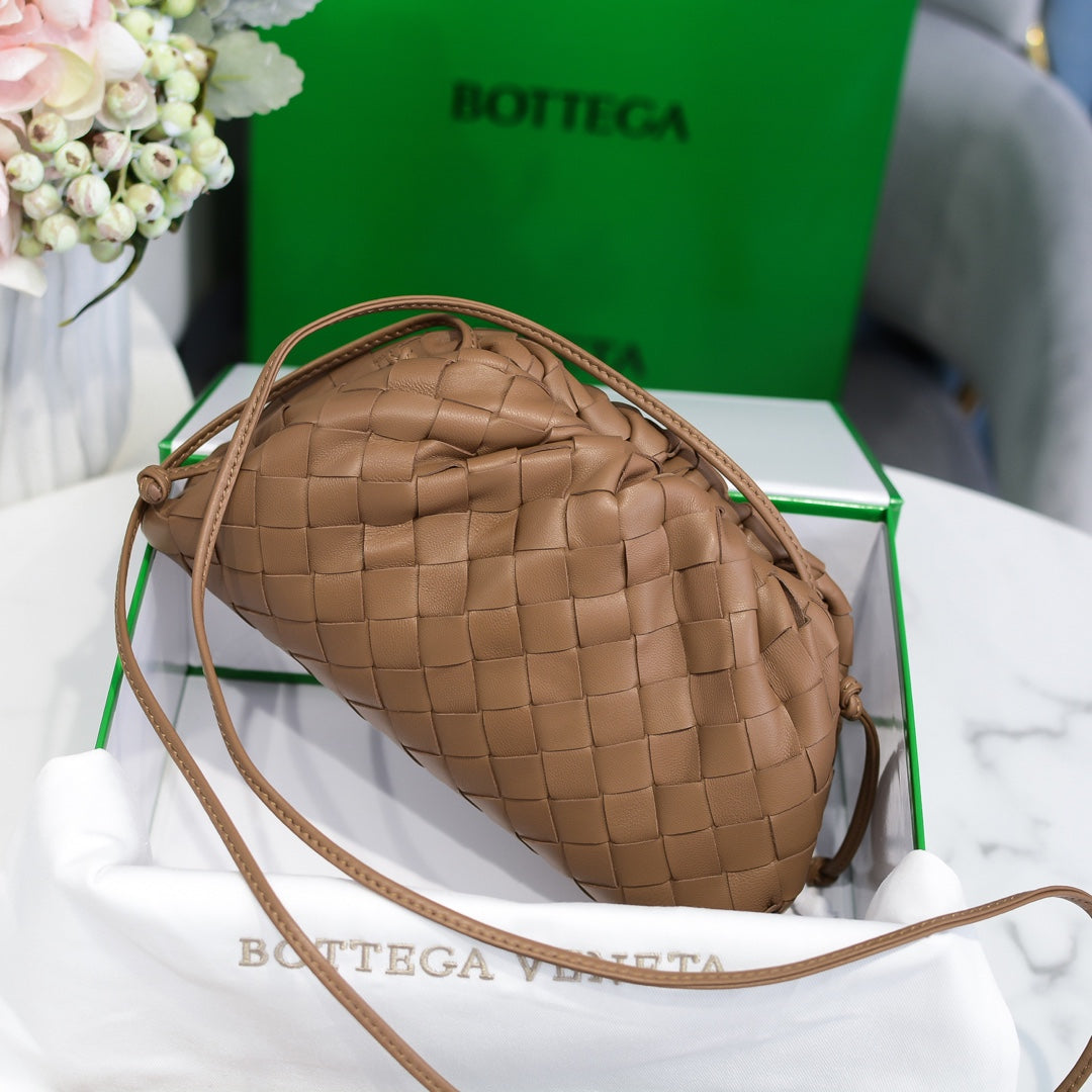 BOTTEGA VENETA Brown Lambskin Mini Pouch