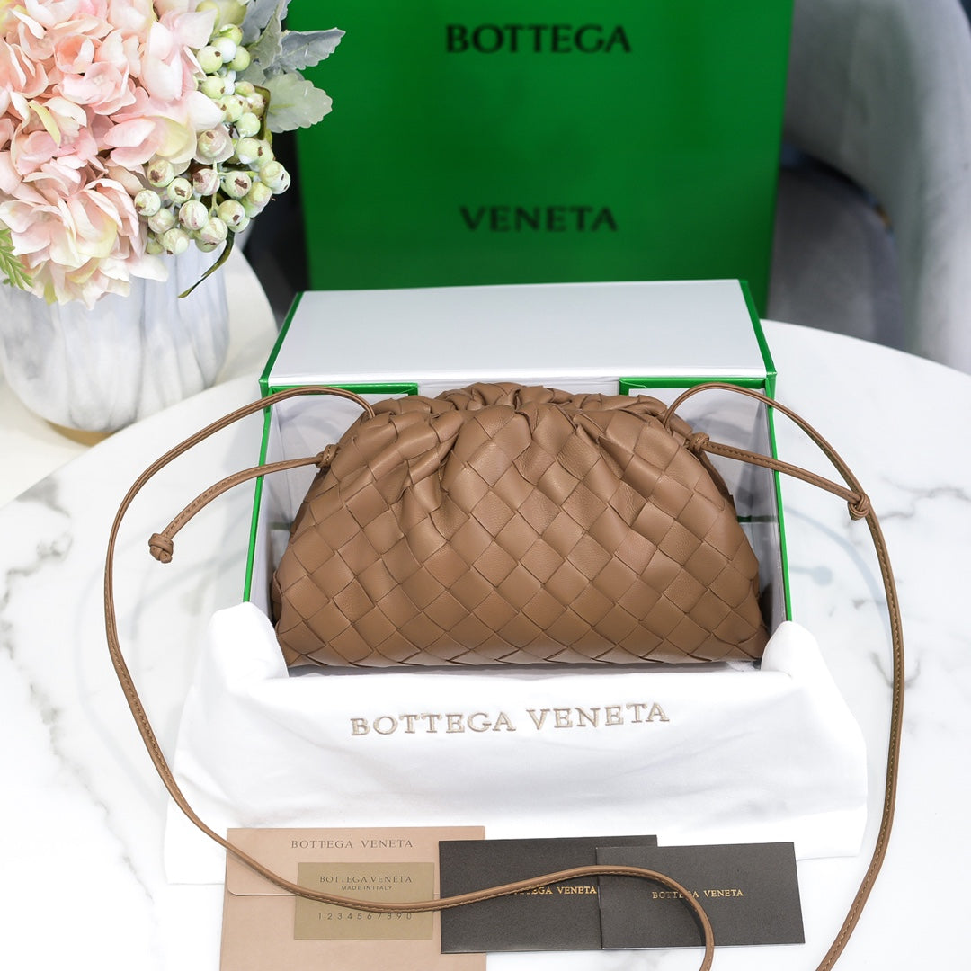 BOTTEGA VENETA Brown Lambskin Mini Pouch