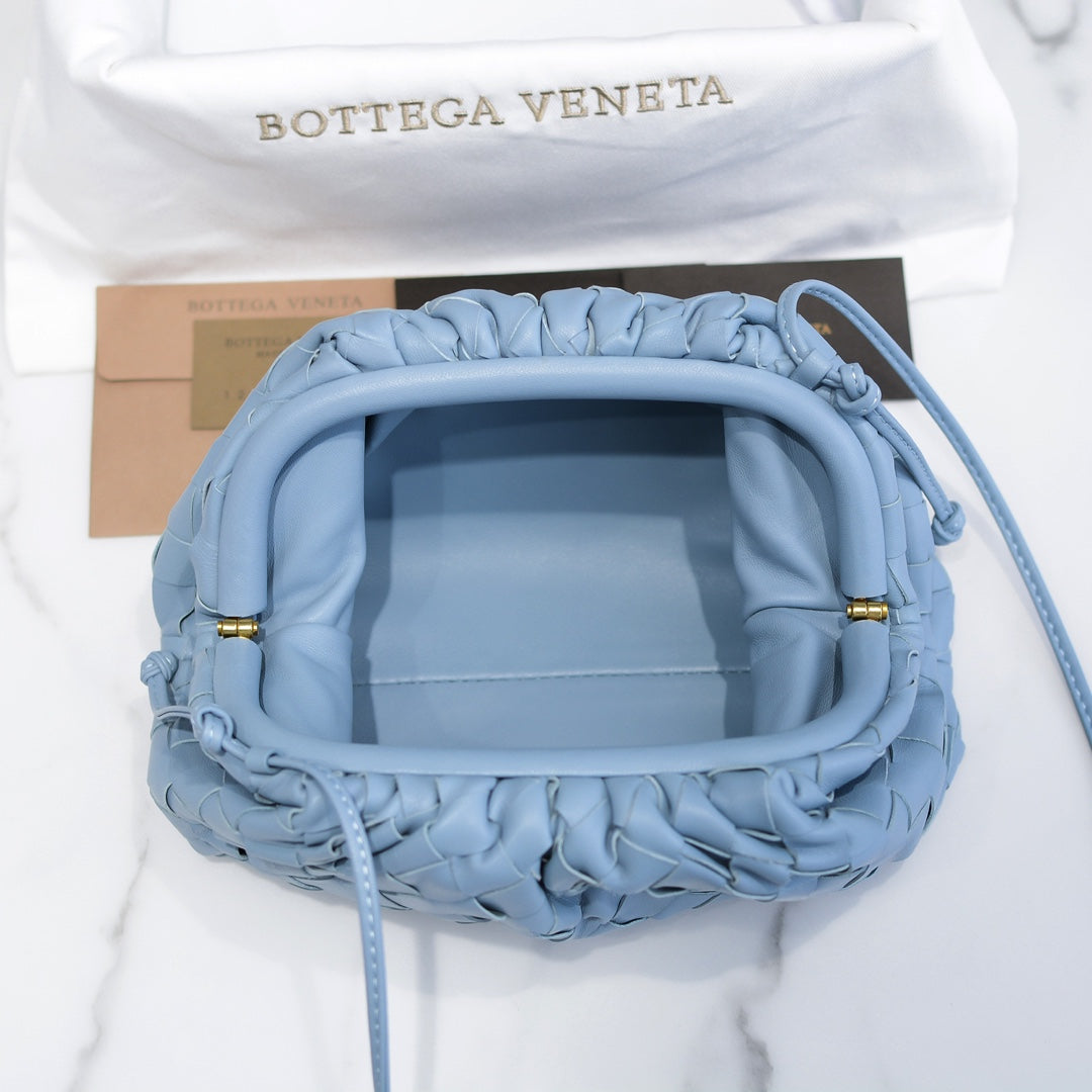 BOTTEGA VENETA Sky Blue Lambskin Mini Pouch