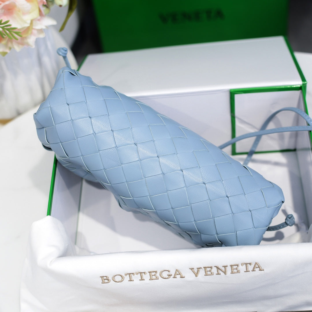 BOTTEGA VENETA Sky Blue Lambskin Mini Pouch