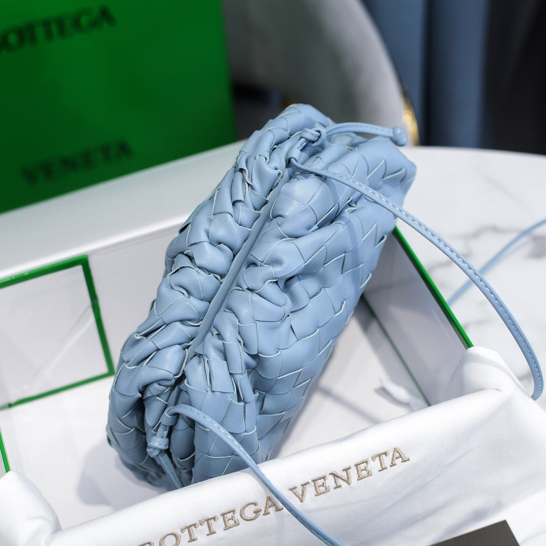 BOTTEGA VENETA Sky Blue Lambskin Mini Pouch