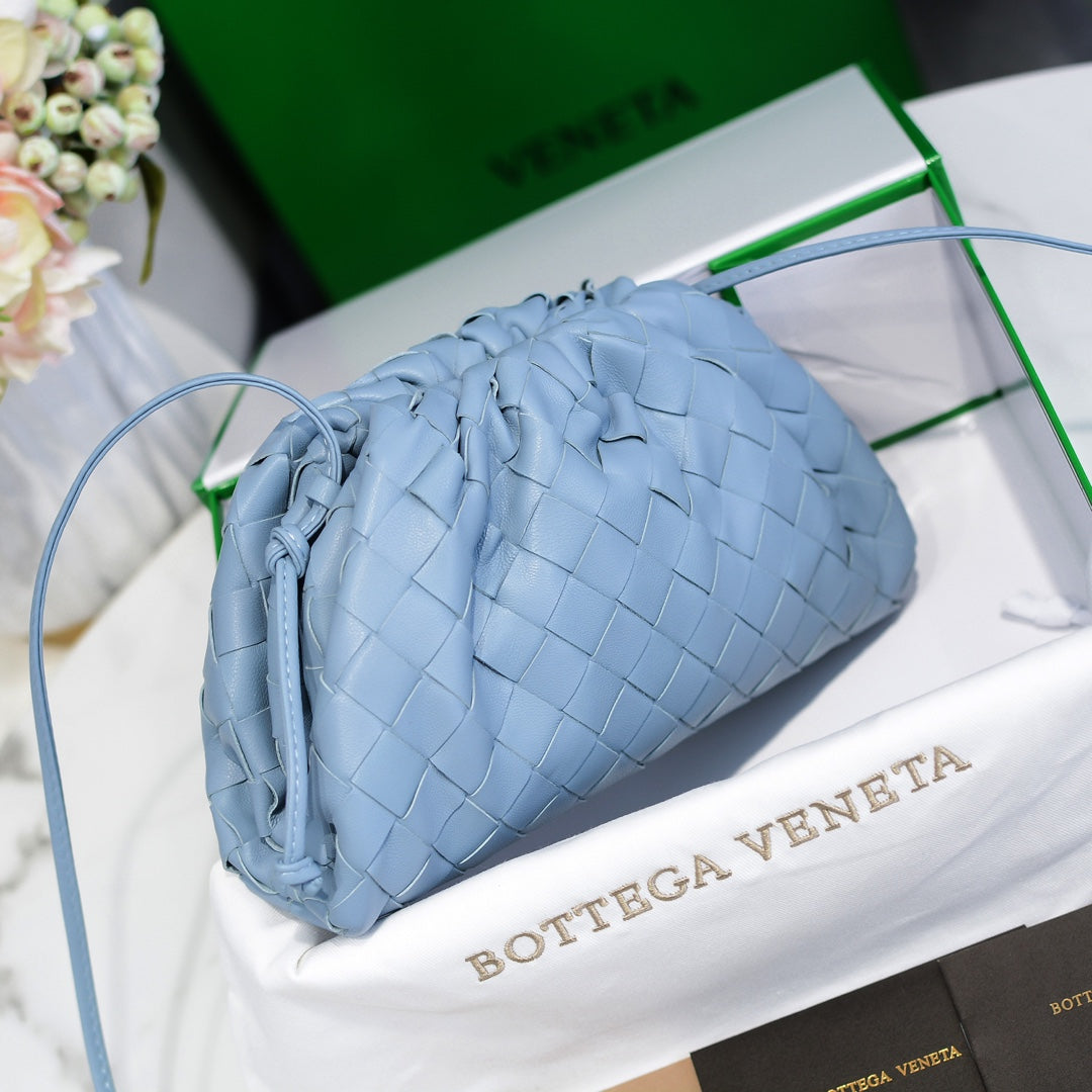BOTTEGA VENETA Sky Blue Lambskin Mini Pouch