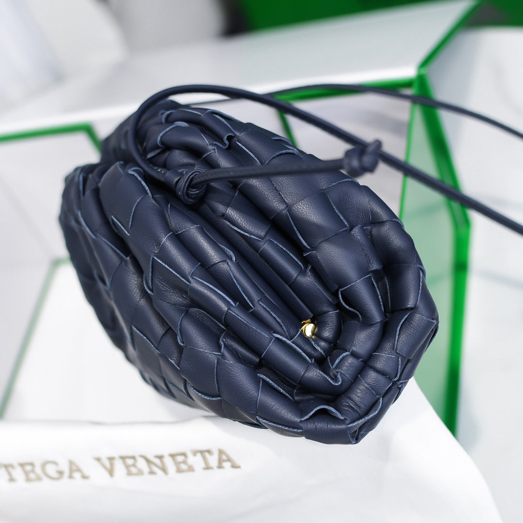BOTTEGA VENETA Dark Blue Lambskin Mini Pouch