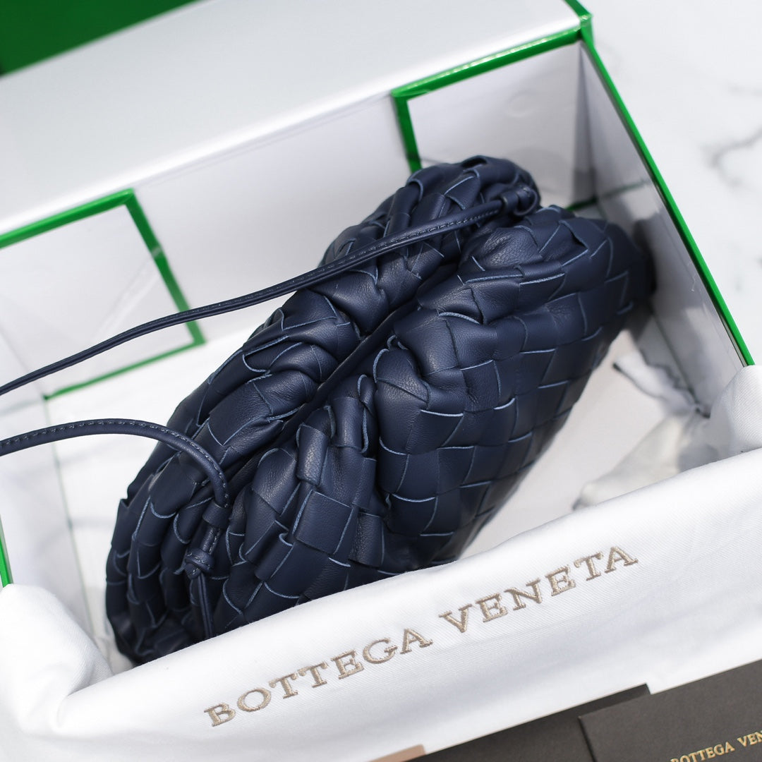 BOTTEGA VENETA Dark Blue Lambskin Mini Pouch