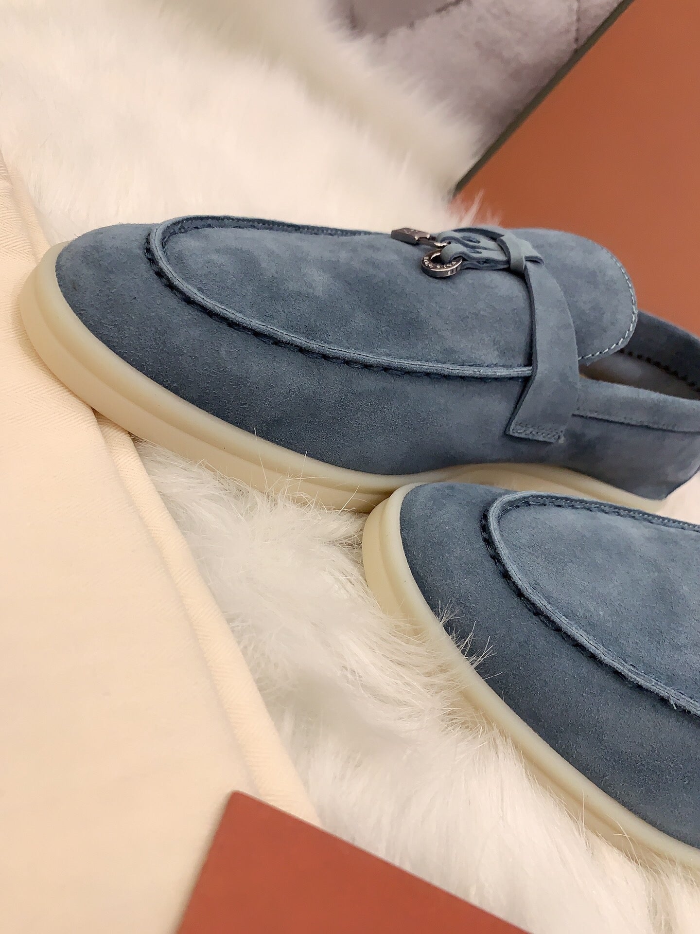 Loro Piana Summer Charms Walk Loafers in Grey