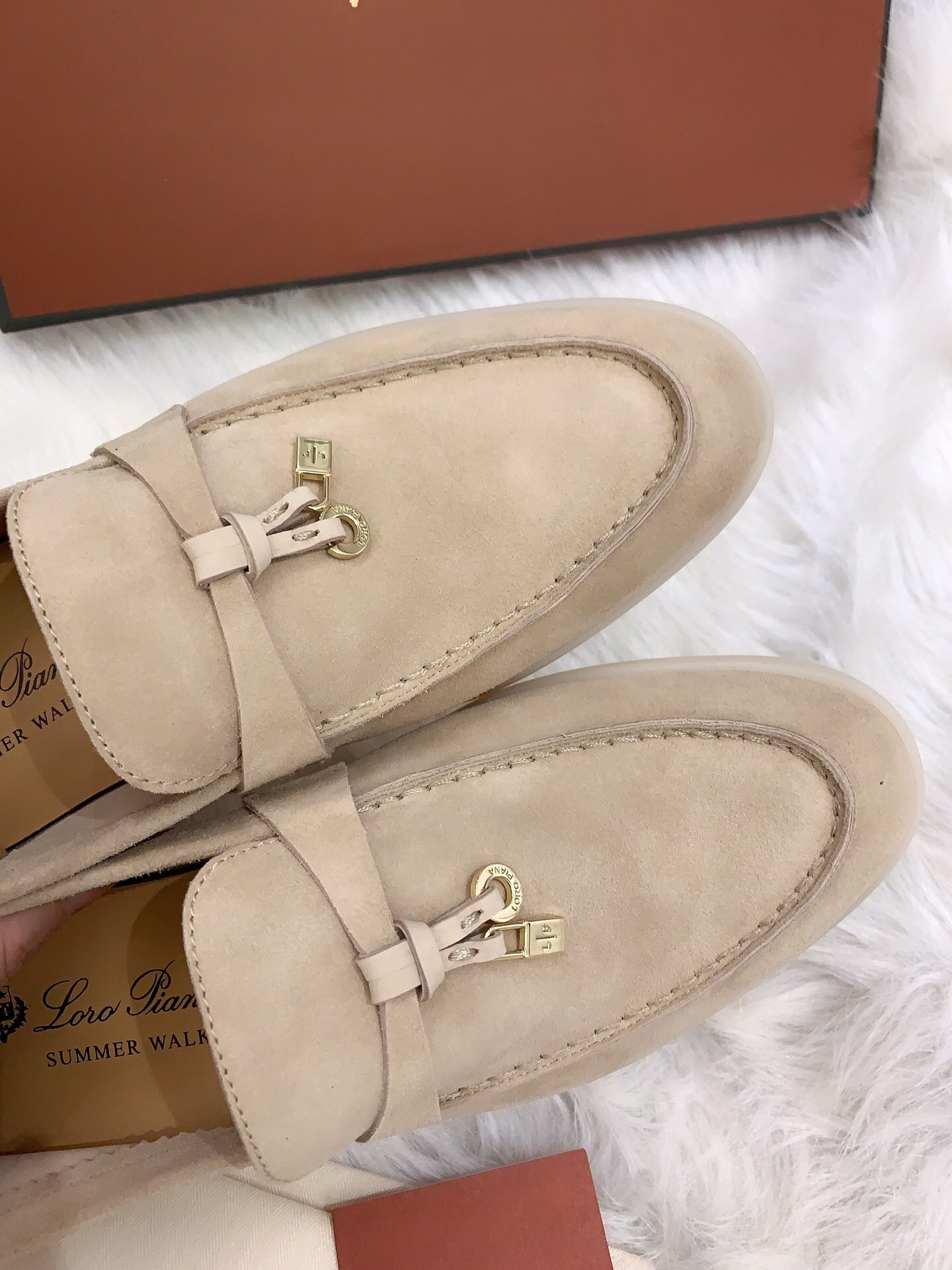 Loro Piana Summer Charms Walk Loafers in Beige