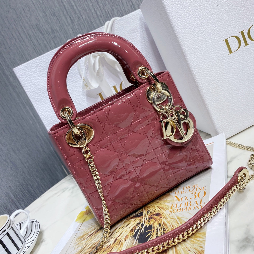 Dior Medium Lady D in Patent Cannage Calfskin