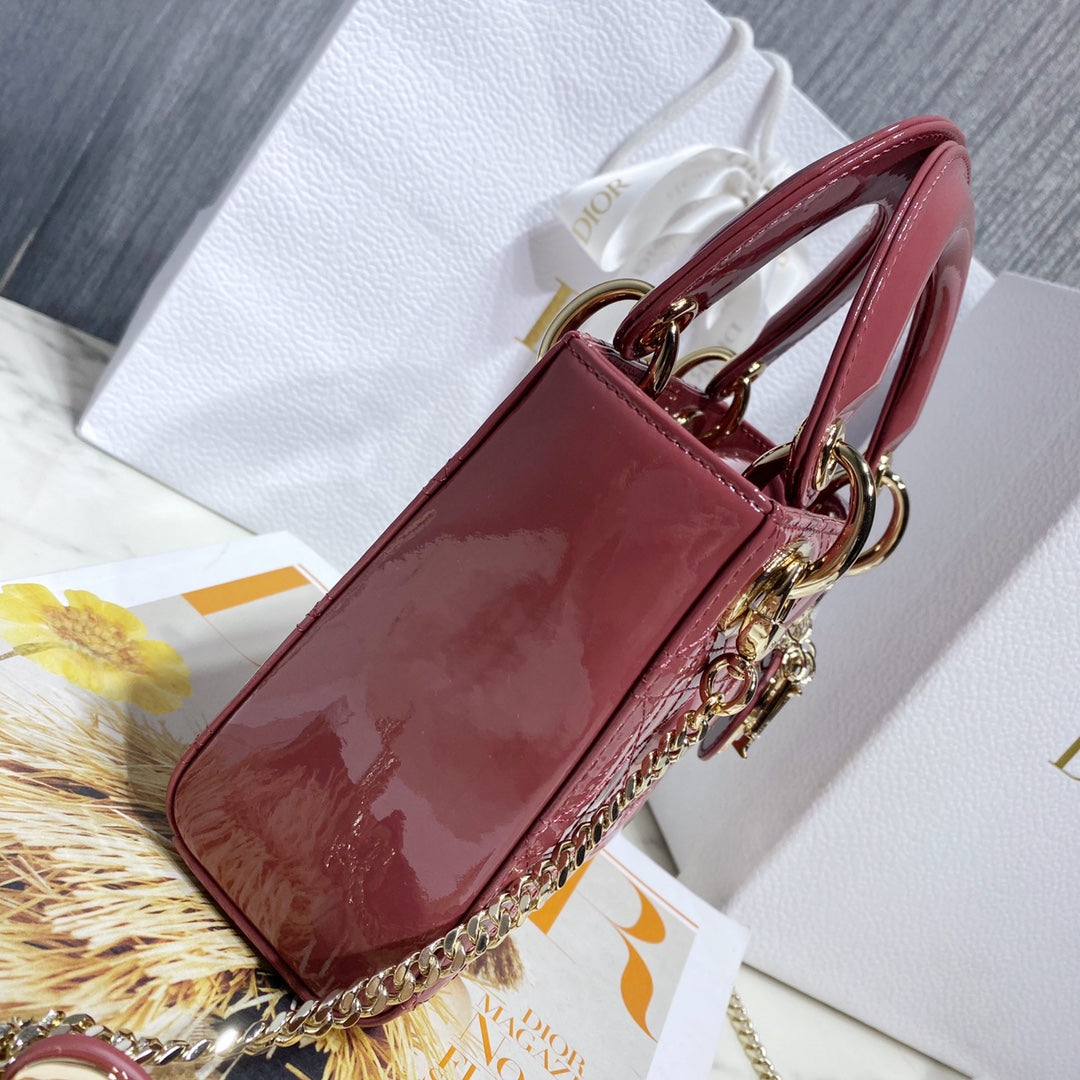 Dior Medium Lady D in Patent Cannage Calfskin