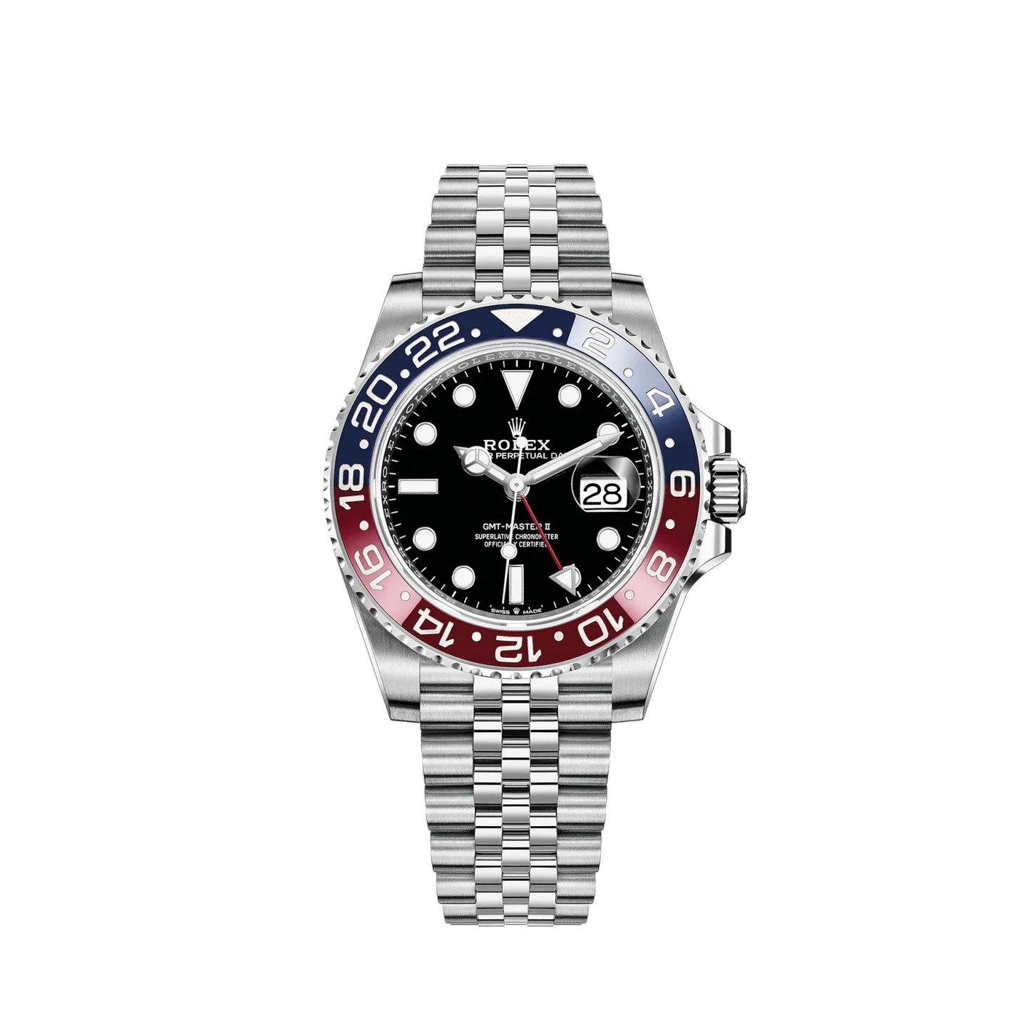 Rolex GMT-Master II 126710 BLNR Red/Blue Ceramic 904L Steel Best Edition on Oyster Bracelet
