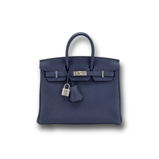 Birkin 25 blue nuit togo palladium hardware